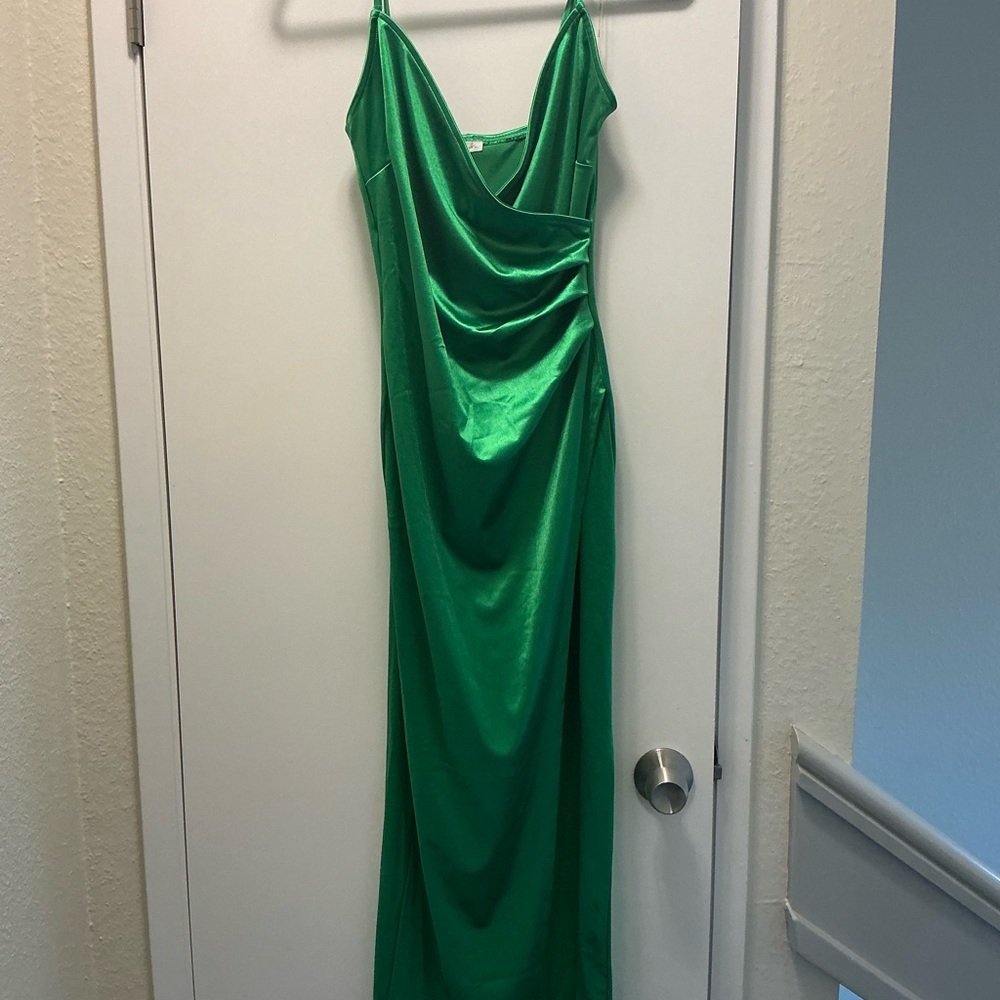 Fashion Nova Green Cowl Neck Maxi Gown